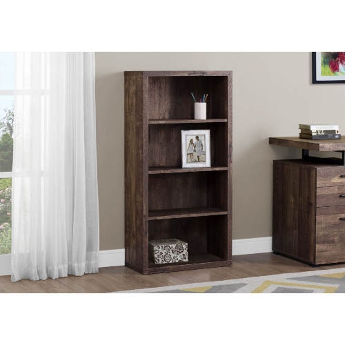 48"H Bookcase in Brown Wood Grain with Adjustable Shelves